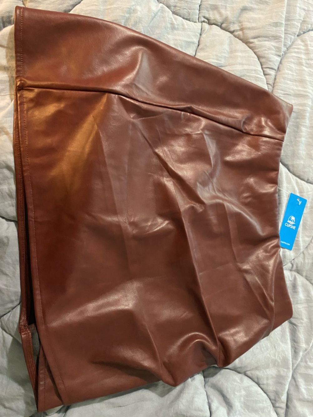 Cupshe Burgundy Faux Leather Mini Skirt